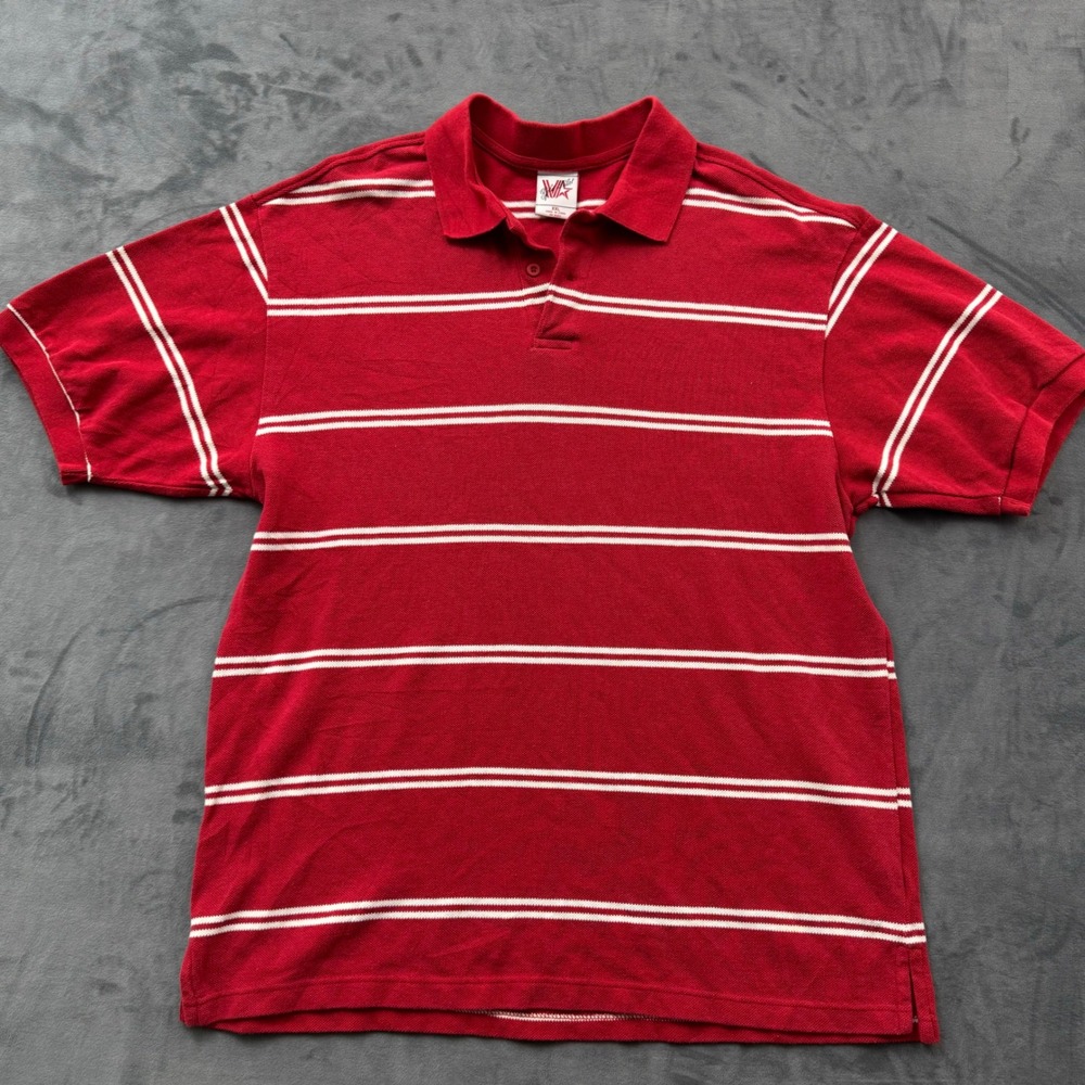 Gold Label by‎ W Mens XXL Red White Striped Short Sleeve Pique Polo Shirt